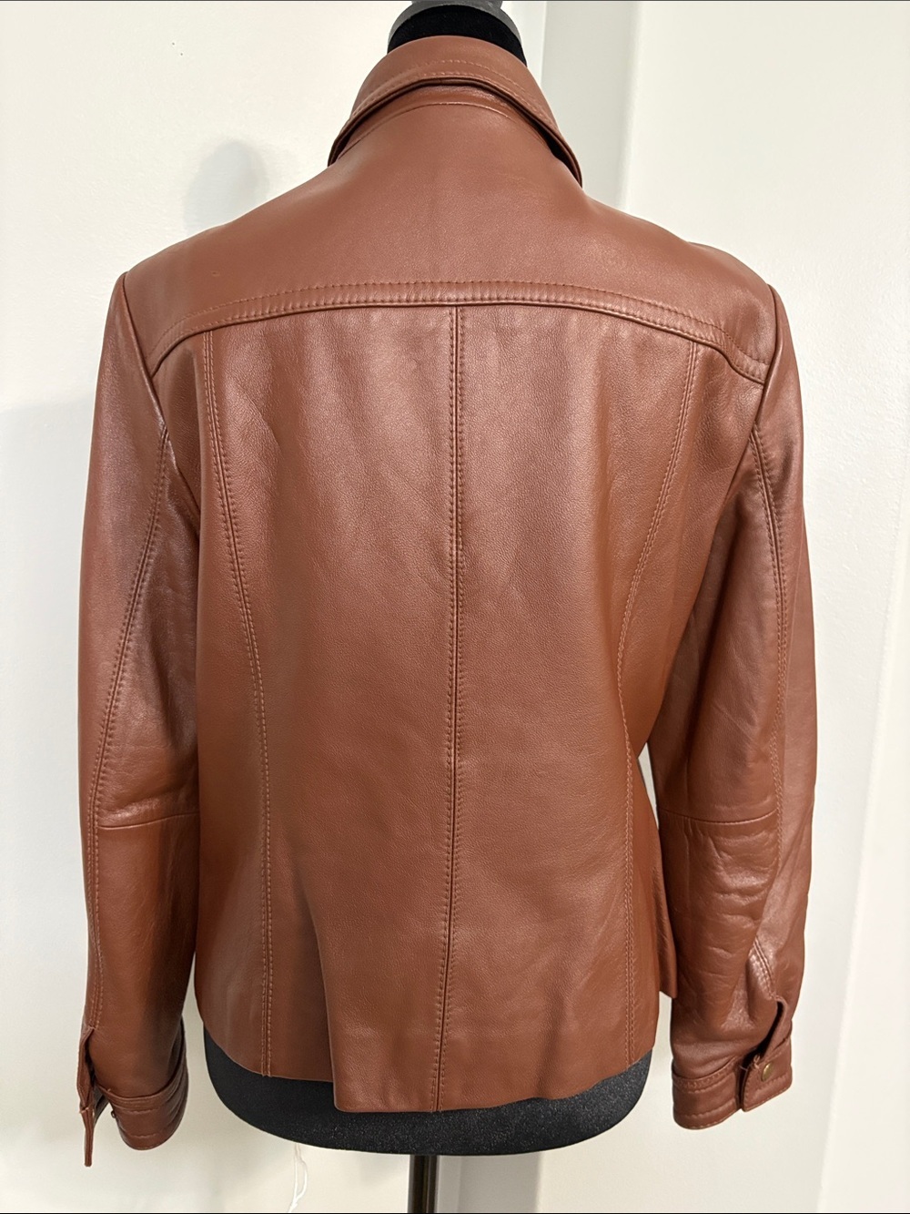 Vintagr Kasper Women's Chestnut Brown 100% Genuine Leather Zip Jacket - Picture 6 of 6